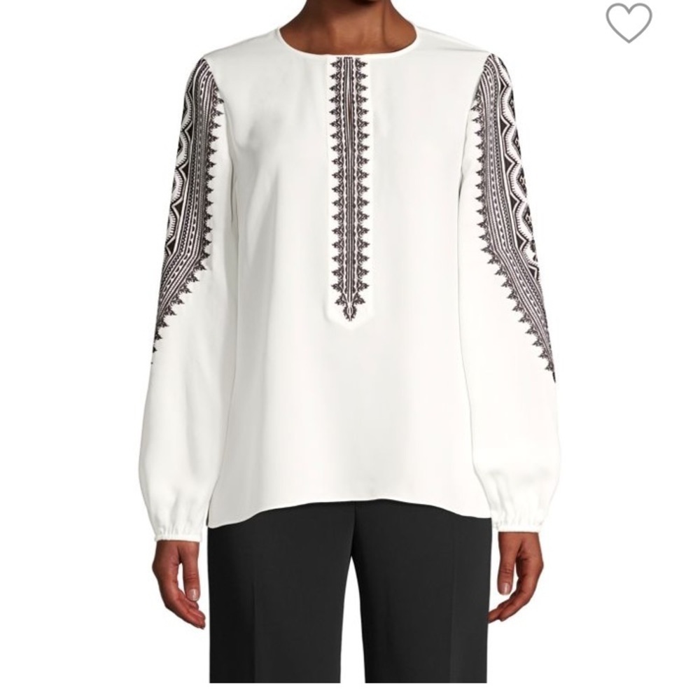 Kobi Halperin NWT Zadie white silk embroidered blouse. Size XS